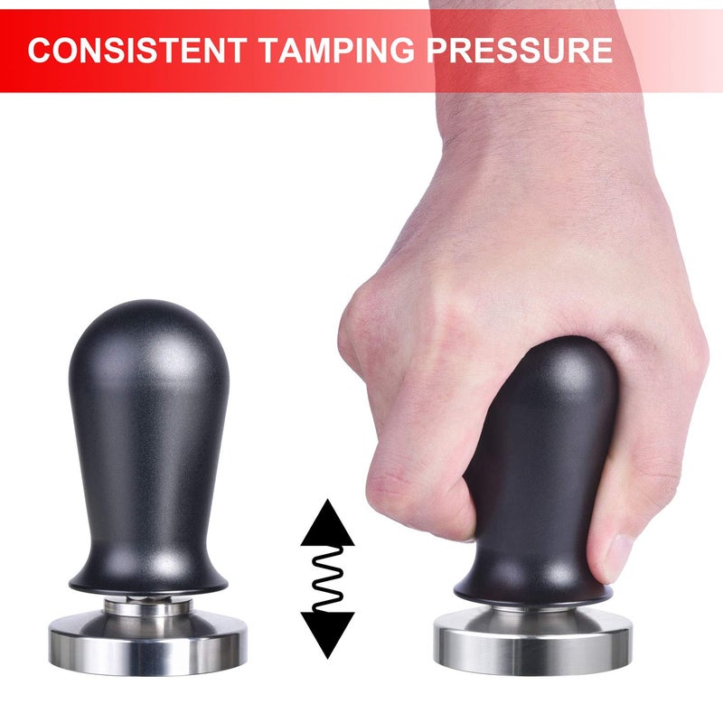 MATOW 53mm Calibrated Espresso Tamper  Calibrated Coffee Tamper with Spring Loaded Anodized Aluminum Handle Stainless Steel Flat Base  Professional Espresso Hand Tamper - Image 4